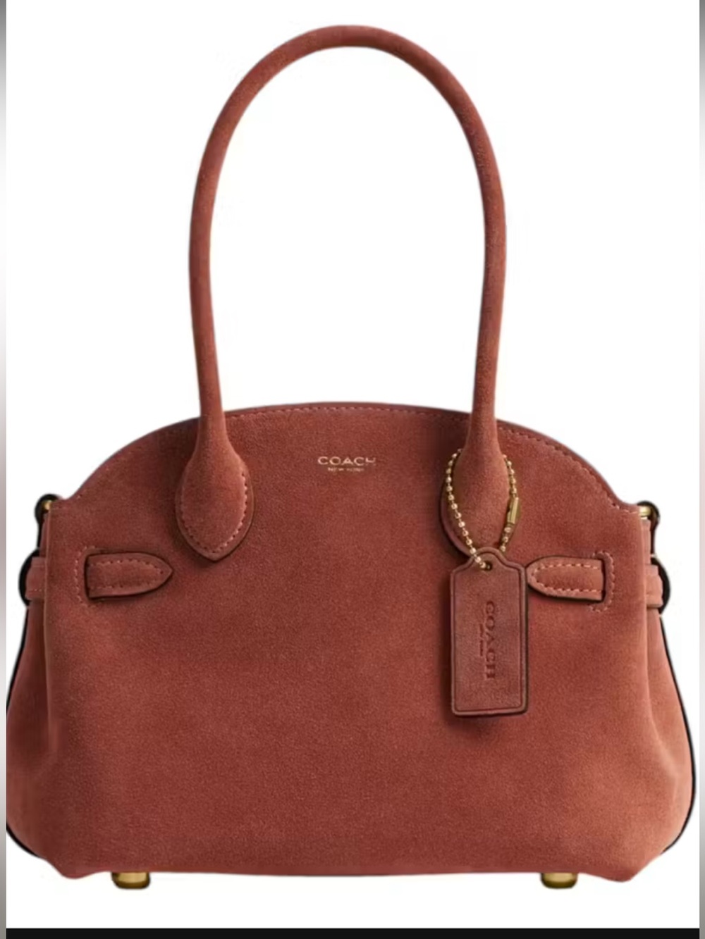 Coach Suede Shoulder Bag in Brick Red
